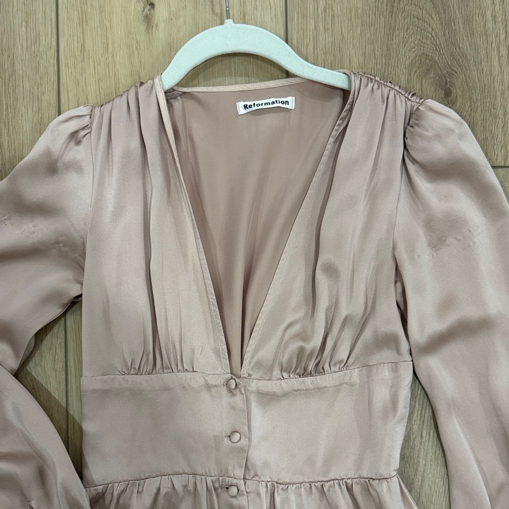 Reformation Pink Satin Midi Dress - Picture 13 of 14